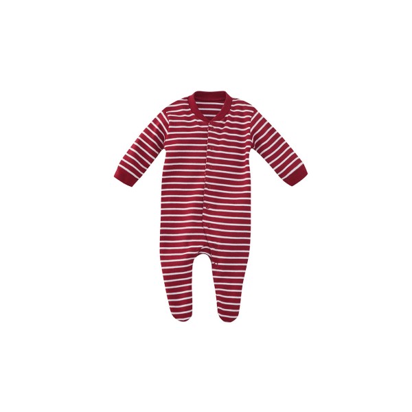 Living Crafts Dolphin Babyschlafanzug mit Fuß aus Bio Baumwolle, white / red striped
