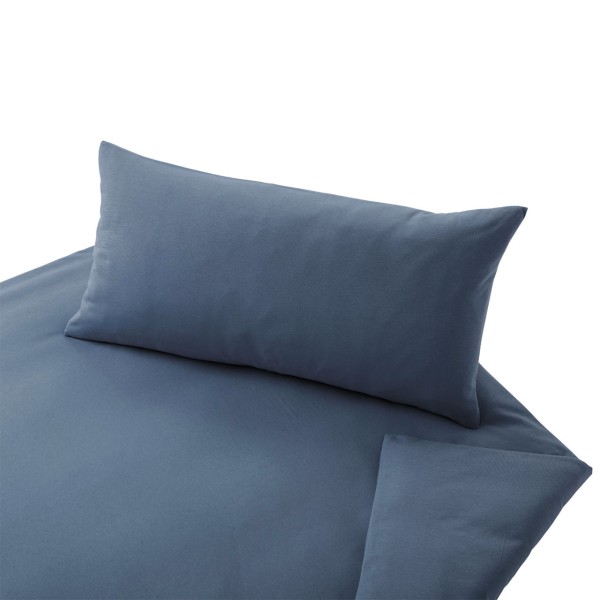 Cotonea Bettwäsche Set aus Bio Baumwoll Jersey, Farbe: Steinblau