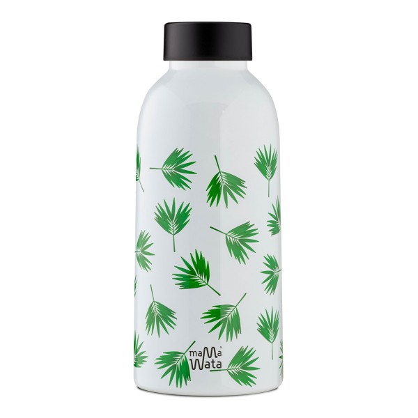 MAMA WATA - isolierte Design-Trinkflasche für 470ml Flüssigkeit aus 18/8er Edelstahl, Palm Design