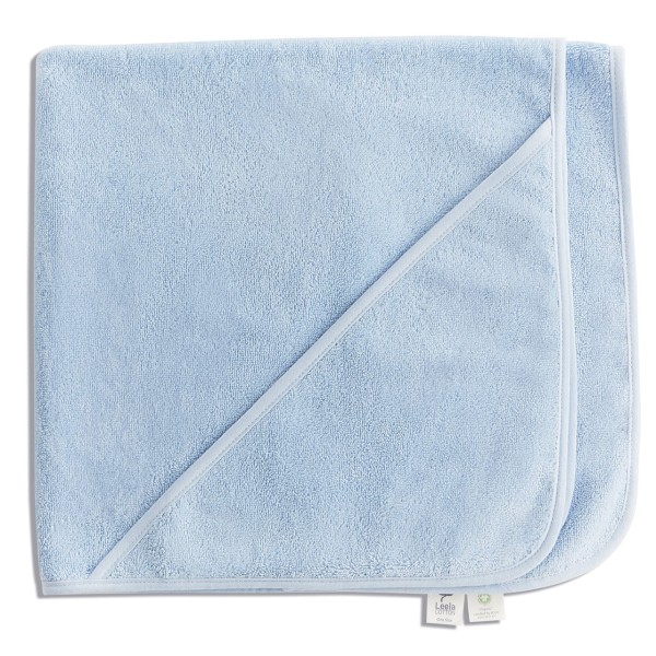 Leela Kids Baby Handtuch mit Kapuze aus Bio Baumwolle, Farbe: Hellblau
