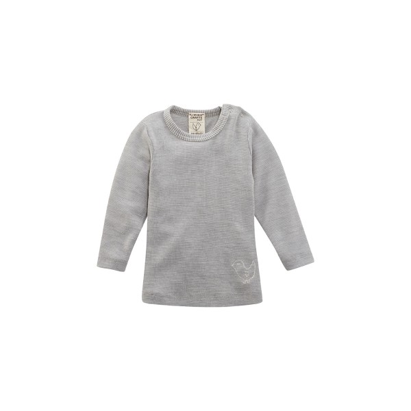 Living Crafts Baby Langarmshirt aus Bio Wolle / Seide, grey melange