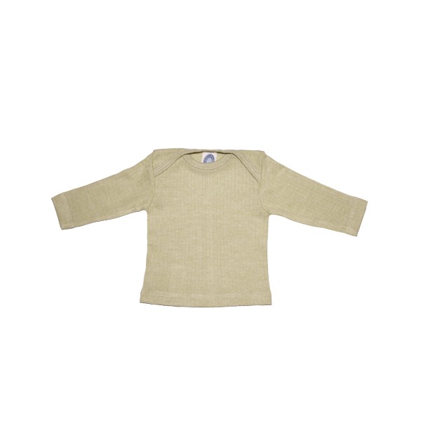 Cosilana Baby Langarm-Shirt aus Bio Baumwolle / Bio Wolle / Seide in Farbe Uni Grün Meliert