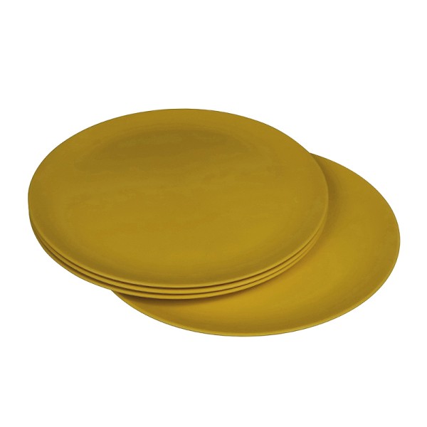 Zuperzozial Teller 25,5 cm aus Bio Plastik, 4er Set - Farbe: Saffron Yellow
