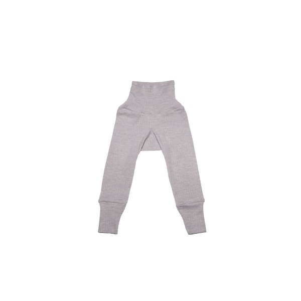 Cosilana Schlupf-Babyhose mit Bund aus Bio Baumwolle / Bio Wolle / Seide in Farbe Uni Grau Meliert