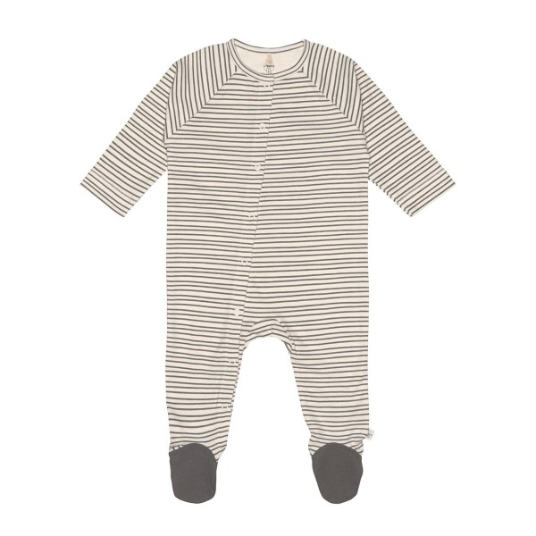  Lässig Baby Schlafanzug mit Füßen, vorne, Striped Grey/Anthracite