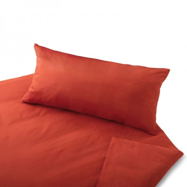 Satin Bettwäsche Superbe in Breitstreifen-Optik aus Bio Baumwolle, Farbe Orange