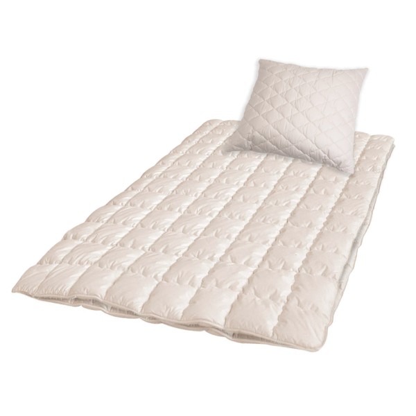 4-Jahreszeiten-Bettdecke und Kissen mit Bio-Baumwolle-Füllung