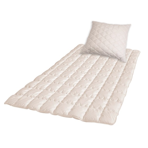Ganzjahres-Bettdecke und Kissen mit Bio-Baumwolle-Füllung