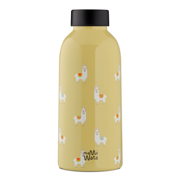 MAMA WATA - isolierte Design-Trinkflasche für 470ml Flüssigkeit aus 18/8er Edelstahl, Llama Design