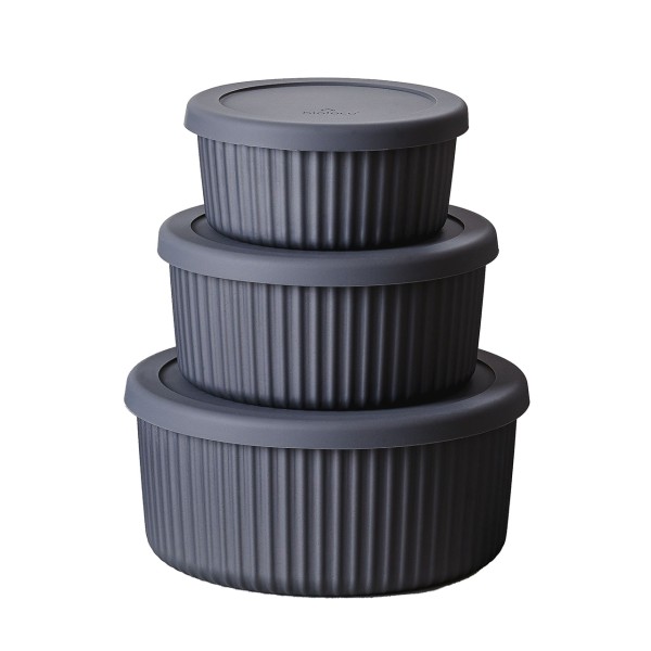 Bioloco plant deluxe Set aus drei PLA-Vorratsbehältern in Farbe Dark Grey