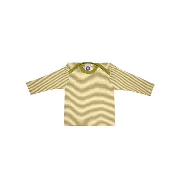 Cosilana Baby Langarm-Shirt aus Bio Wolle / Seide, Geringelt Grün