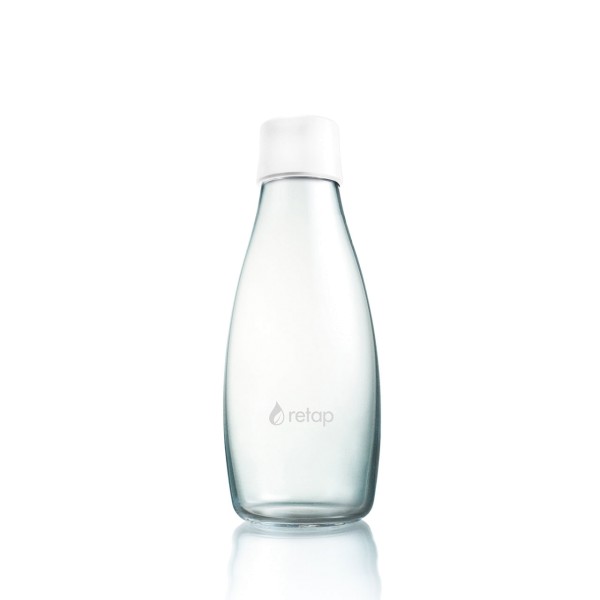Retap - 0,5l Trinkflasche aus Glas, Deckel in True White
