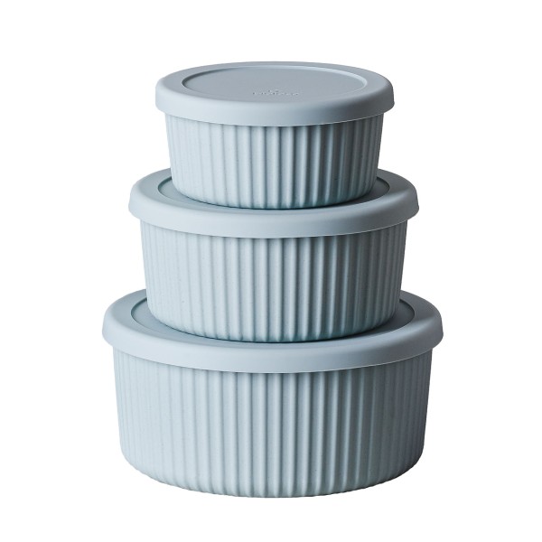 Bioloco plant deluxe Set aus drei PLA-Vorratsbehältern in Farbe Powder Blue