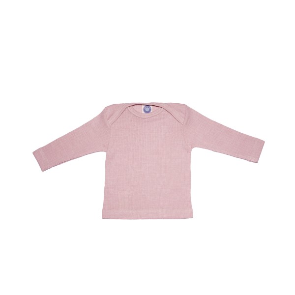 Cosilana Baby Langarm-Shirt aus Bio Baumwolle / Bio Wolle / Seide in Farbe Uni Pink Meliert