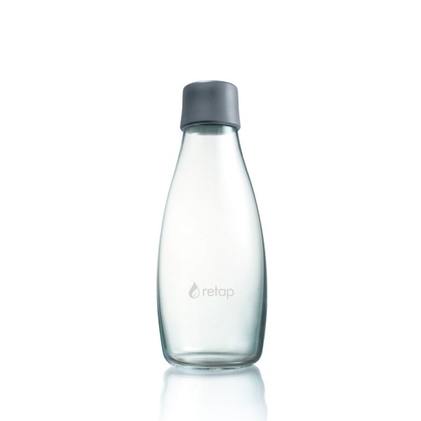 Retap - 0,5l Trinkflasche aus Glas, Deckel in Grau