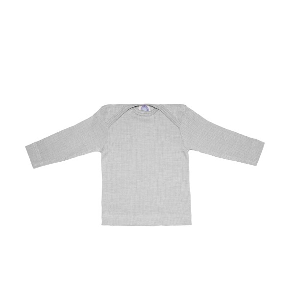 Cosilana Baby Langarm-Shirt aus Bio Baumwolle / Bio Wolle / Seide in Farbe Uni Grau Meliert
