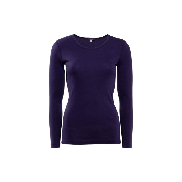 Living Crafts Bianca Damen-Langarmshirt aus Bio Wolle / Bio Baumwolle, violet