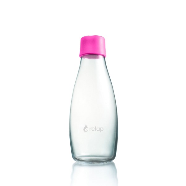 Retap - 0,5l Trinkflasche aus Glas, Deckel in Magenta