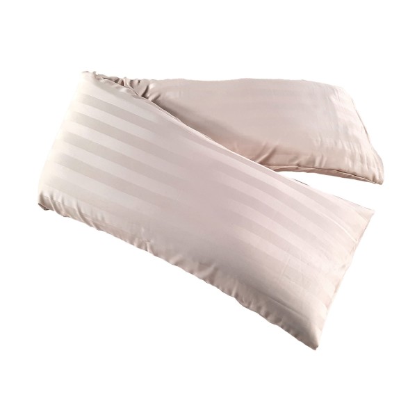 Speltex Kissenbezug für Seitenschläferkissen aus Bio Baumwolle, Satin, Weiß-Streifen