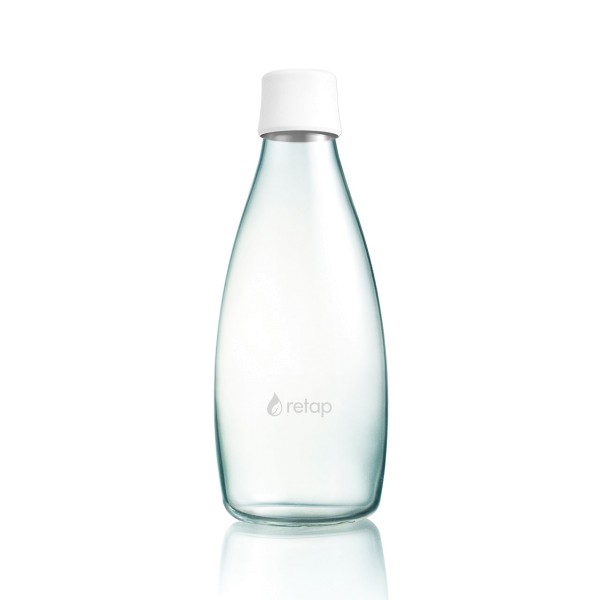 Retap - 0,8l Trinkflasche aus Glas mit Deckel in True White
