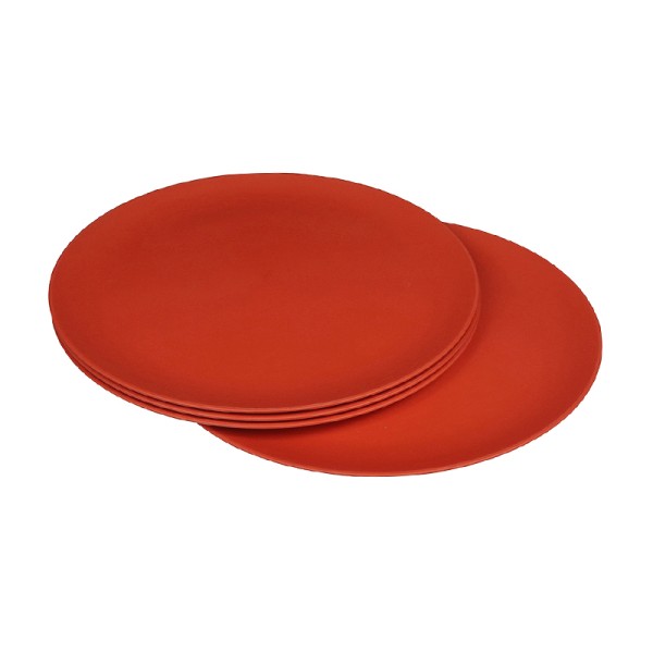 Zuperzozial Teller 25,5 cm aus Bio Plastik, 4er Set - Farbe: Terra Red