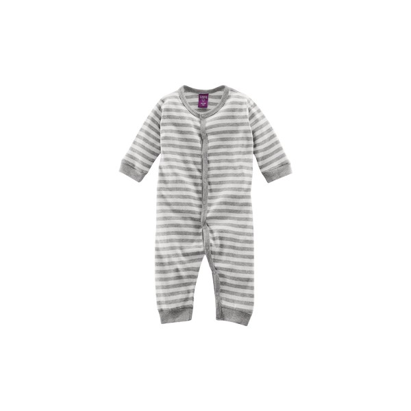 Living Crafts Dolphin Babyschlafanzug mit Fuß aus Bio Baumwolle, grey-melange / white striped