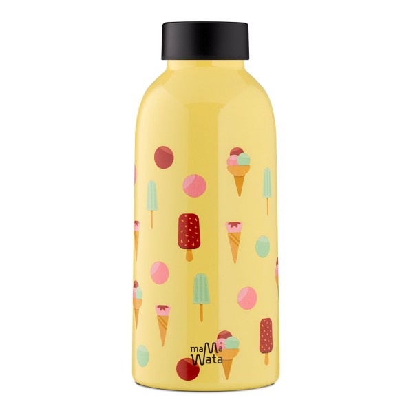 MAMA WATA - isolierte Design-Trinkflasche für 470ml Flüssigkeit aus 18/8er Edelstahl, Ice Cream Design