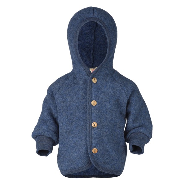 Engel Baby Jacke mit Kapuze und Knöpfen, Farbe Blau melange
