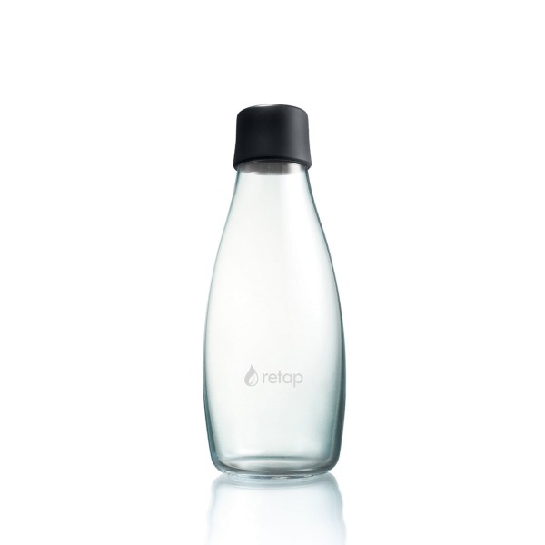Retap - 0,5l Trinkflasche aus Glas, Deckel in Schwarz