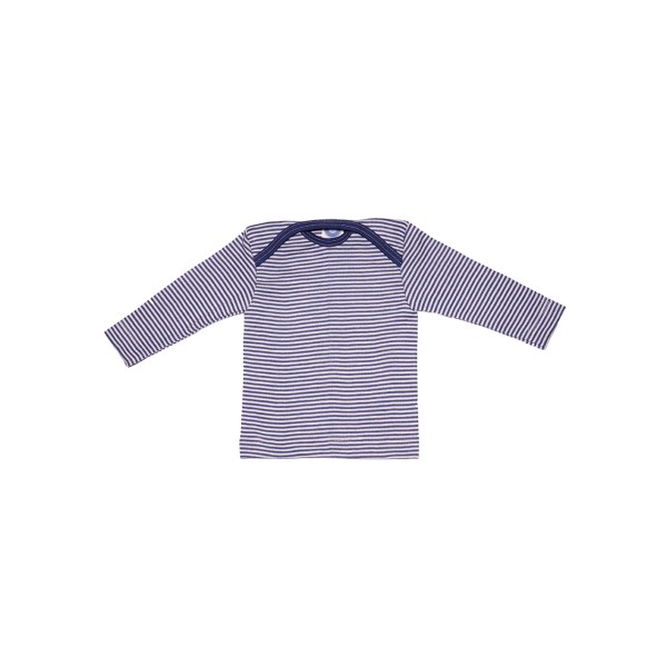 Cosilana Baby Langarm-Shirt aus Bio Wolle / Seide, Geringelt Marine