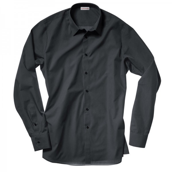 Herren Hemd Slim-Line mit langem Arm in Farbe Schwarz